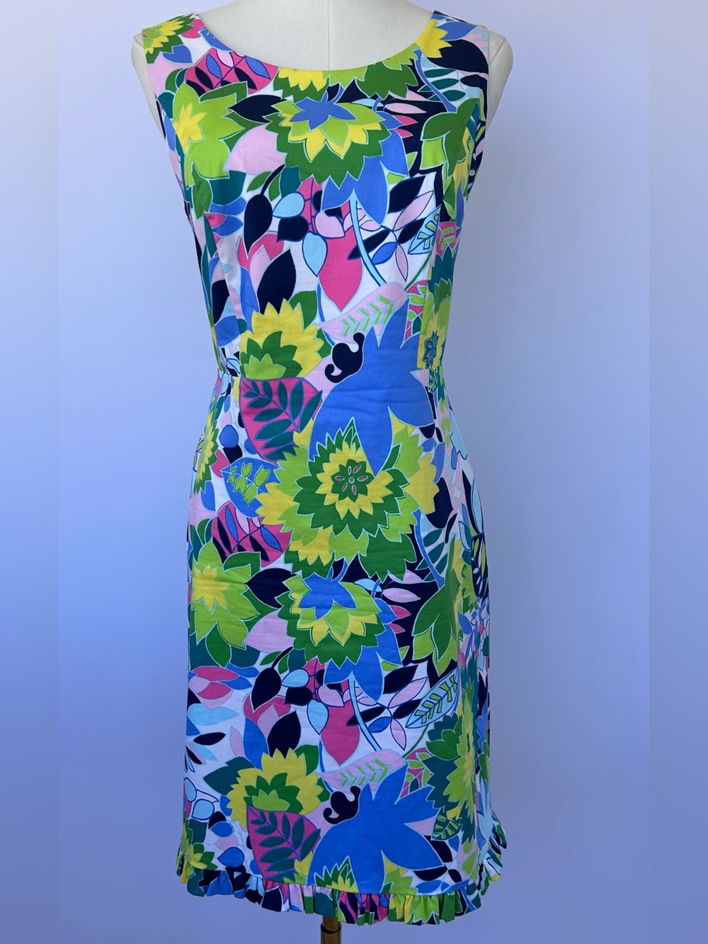 Talbots Petites Women’s Island Floral Sateen Sheath Dress Sleeveless Size 8P